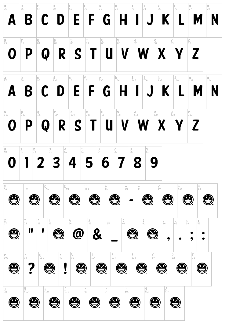 American Purpose Casual font map